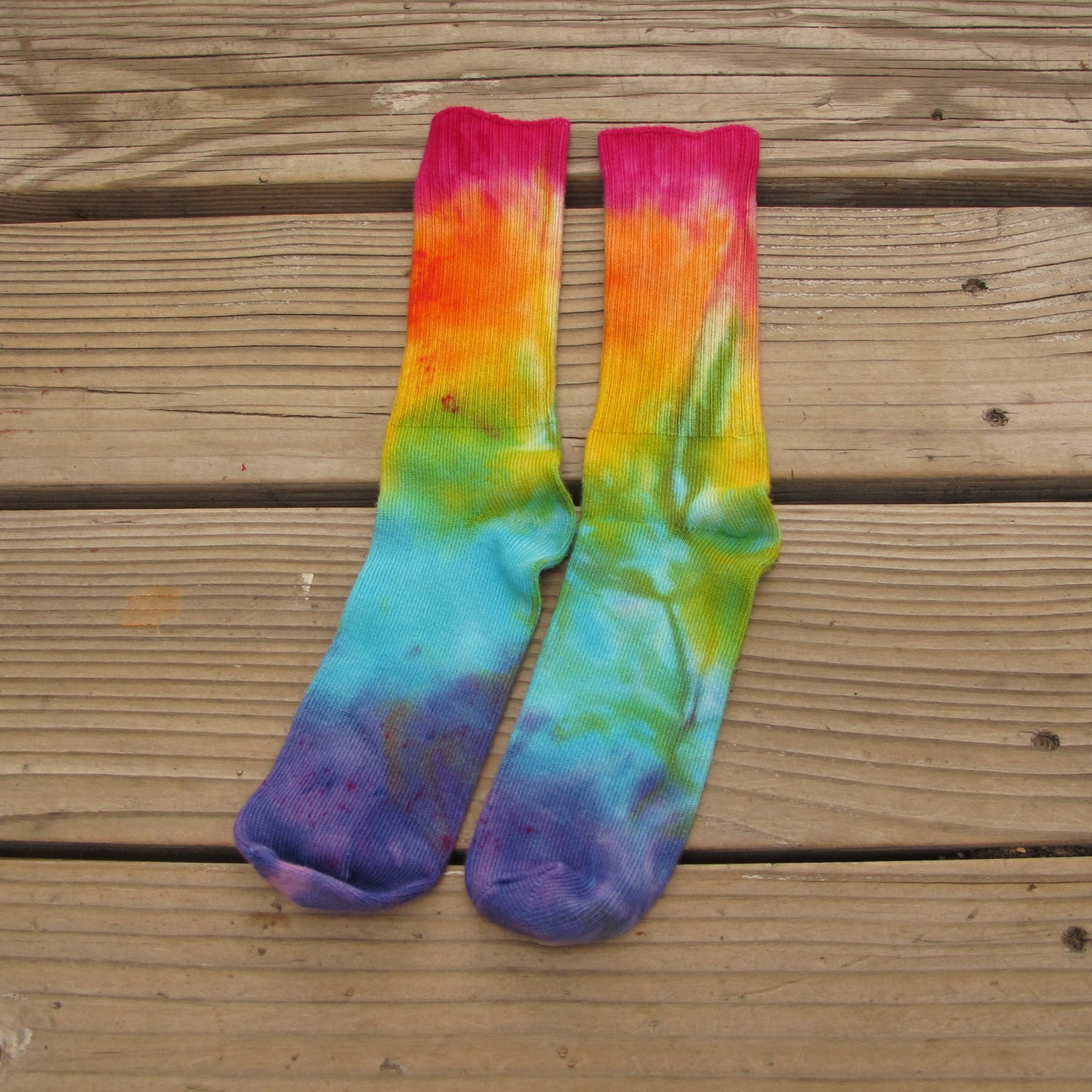 Women's Bamboo Socks Tie Dyed Socks ONE PAIR Rainbow