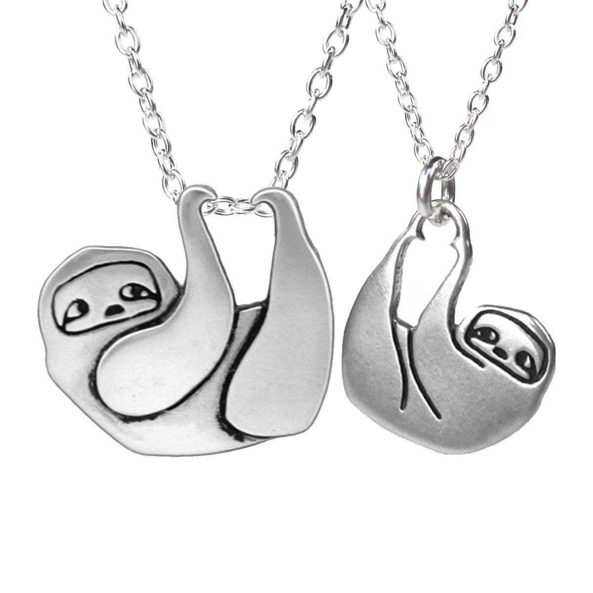 Sloth Family Necklace Set Sterling Silver Sloth Two Necklace