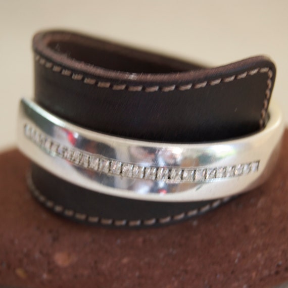 Brown Leather Cuff Bracelet Thick Leather Bracelet Adjustable