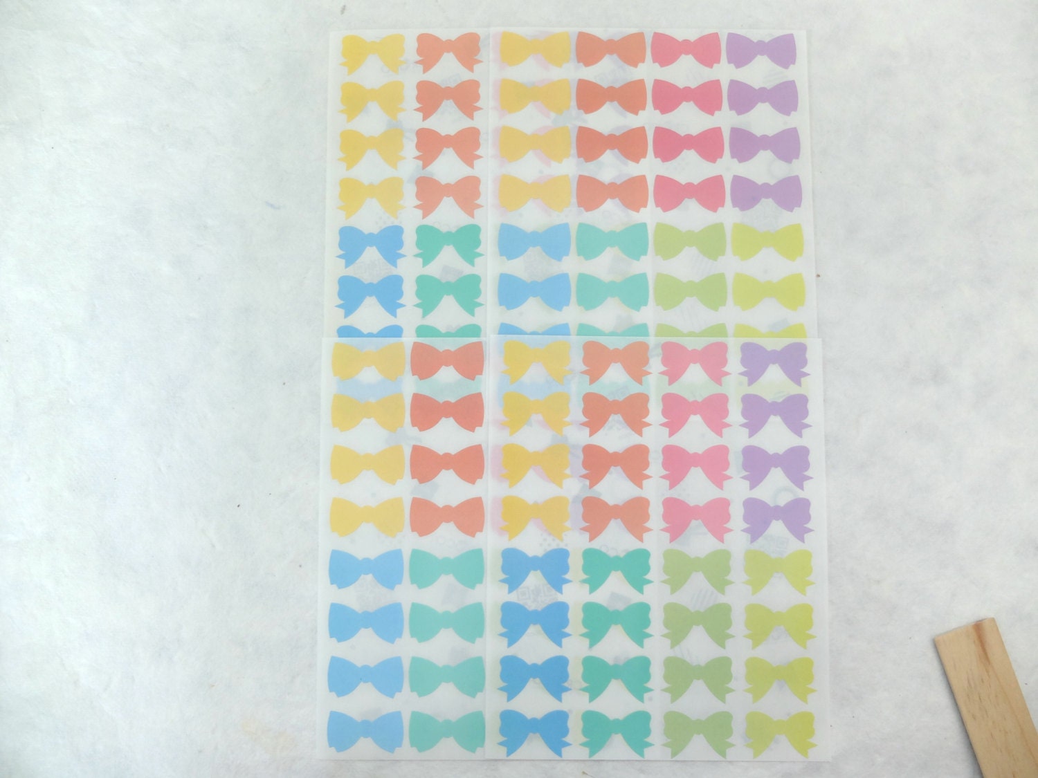cute pastel bow stickers 4 sheets