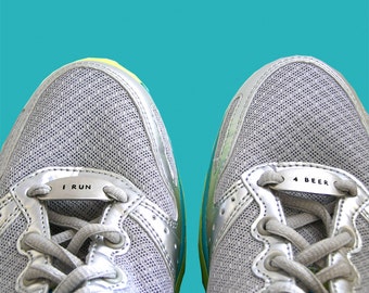 I Run 4 Beer - Runner's Shoe Tags - Hand Stamped Pewter -Jogger Gift - Shoe Plates - Motivational Shoe Tags
