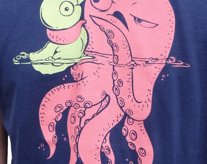 Graphic Funny Tees, Men Funny Tee, Graphic Mens Tee, Funny Tshirt Guys, Funny Tshirt, Octopus Tshirt, Octopus T Shirt, Octopus Tee