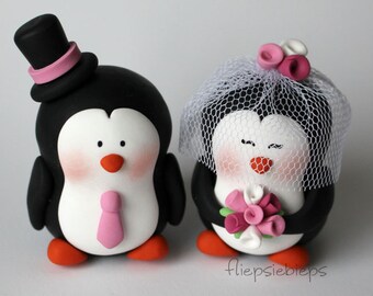 Custom Penguin Wedding Cake Topper