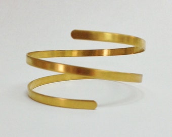 Spiral Bangle Bracelet Blank, Raw Brass Twisted Bangle, Great For Stamping or Soldering