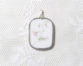 Vintage Broken China Jewelry Pendant