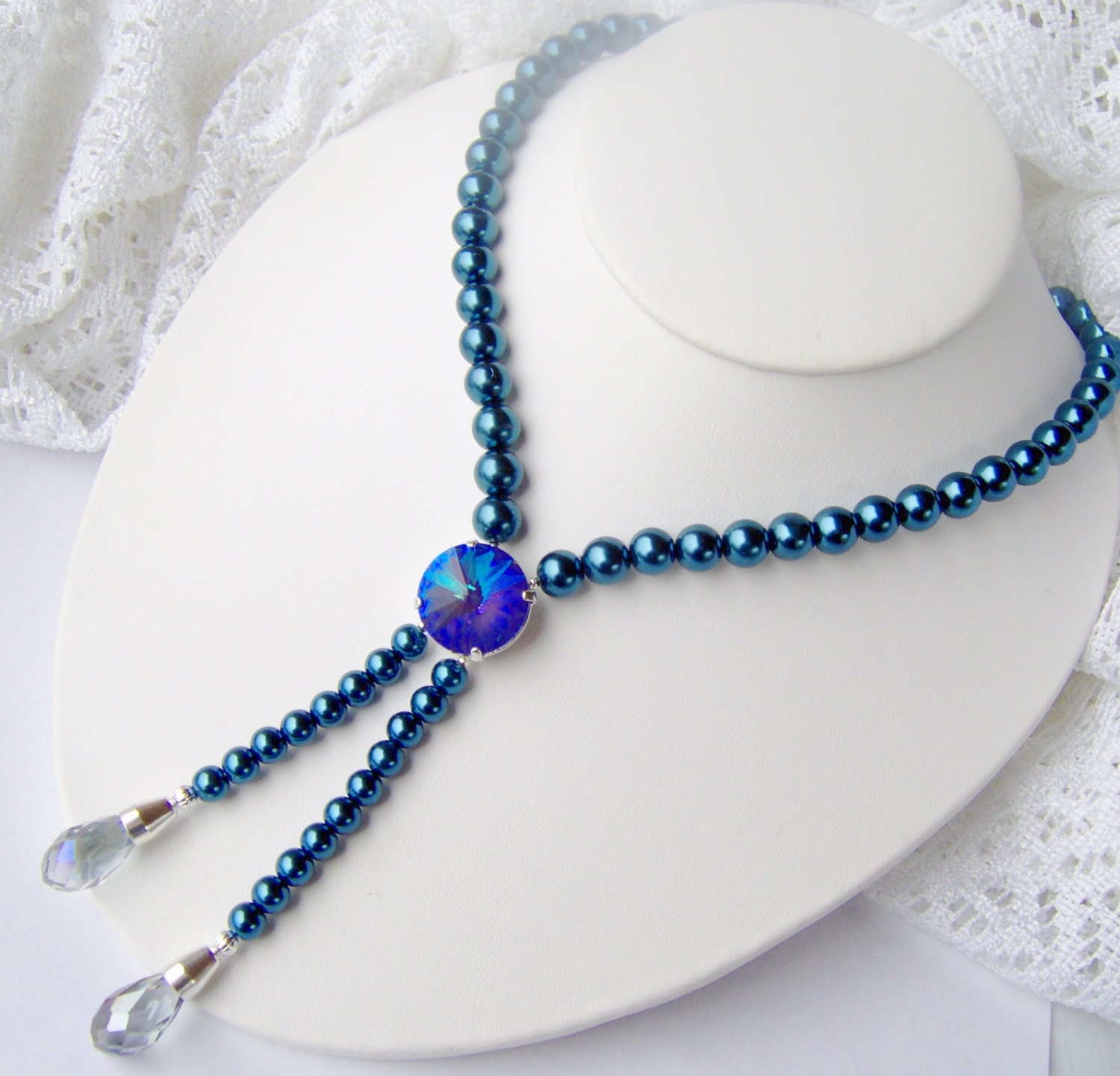 Blue Pearl Necklace Cobalt Pearl Necklace Y Necklace   Il Fullxfull.743203805 Hre8 