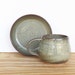 Stoneware Pottery Breakfast Set - One Ceramic Bowl and One Ceramic Cup in Fog Glaze