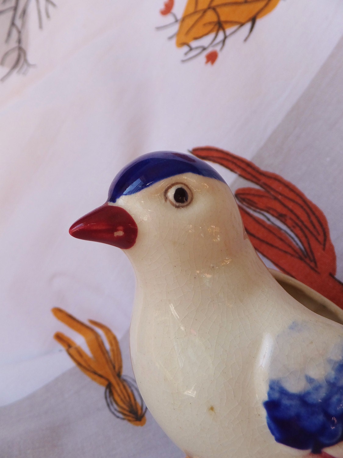 Vintage Bird Vase Pigeon Vase Blue and White Ceramic Pigeon