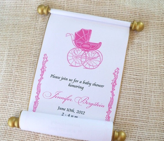 Princess baby shower scroll invitation by ArtfulBeginnings on Etsy