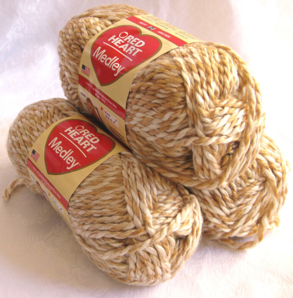 Red Heart Medley yarn bulky weight yarn SANDY tan by crochetgal