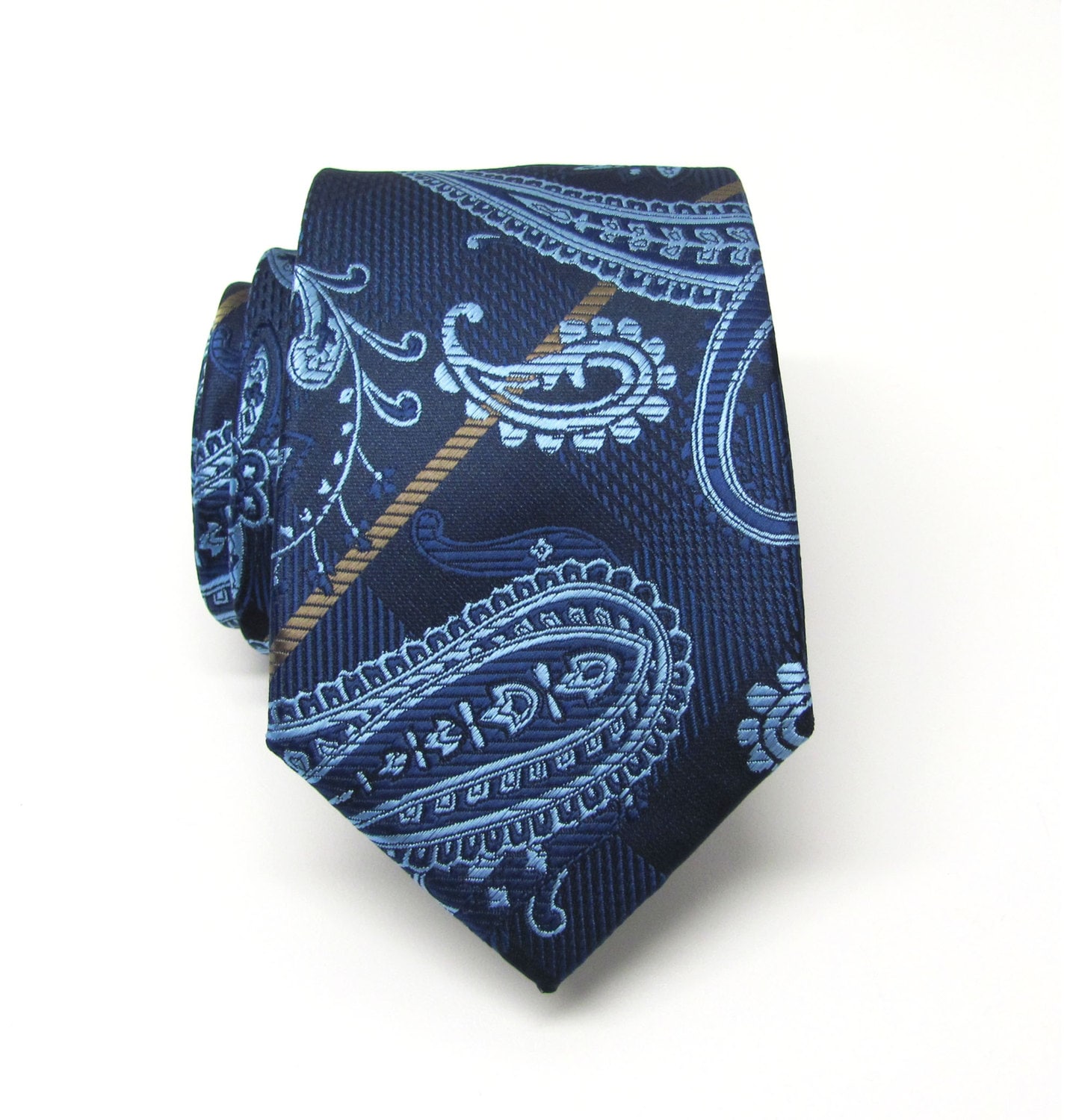 Mens Ties Necktie Navy Blue Paisley Mens Tie