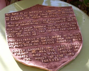 Vintage Plaster Prayer Plaque The Lord is My Shepherd 23rd Psalm