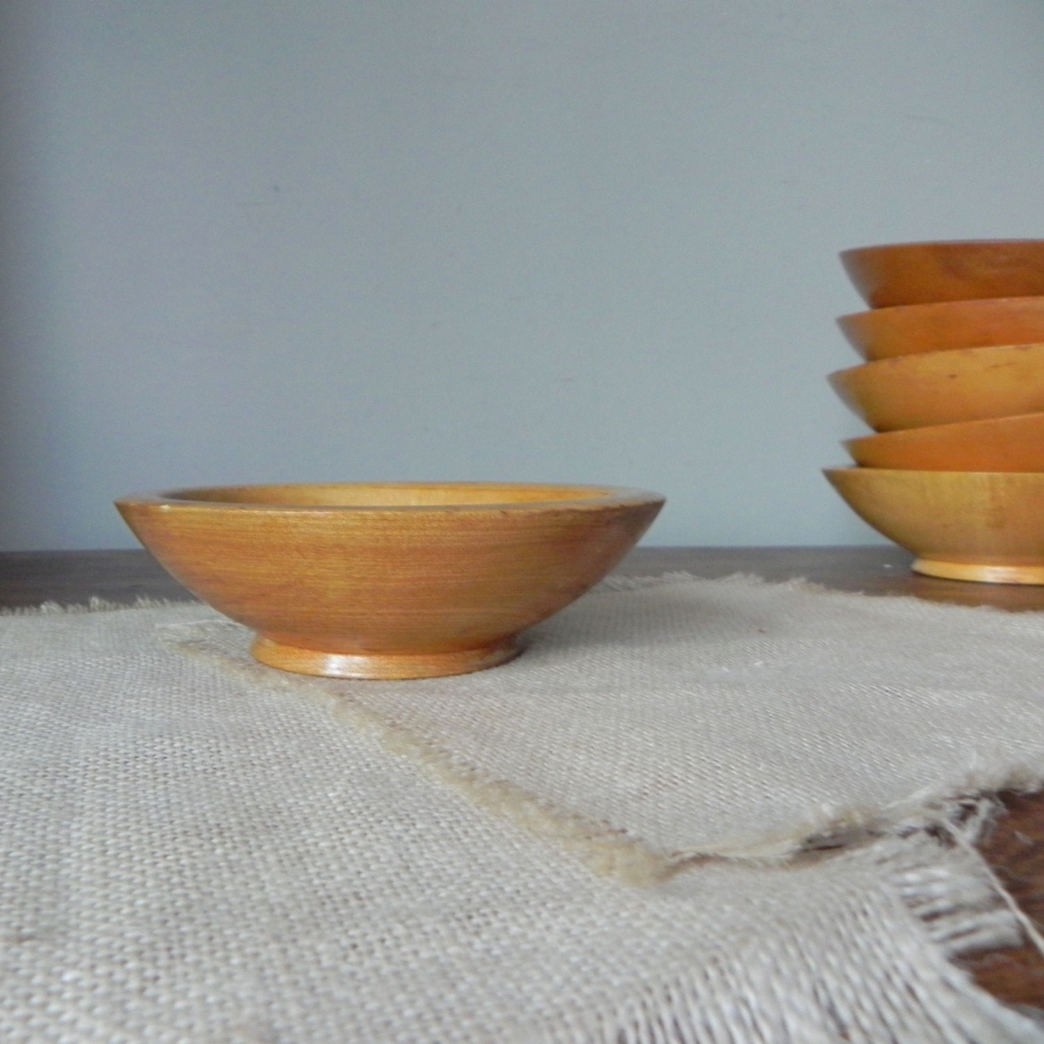 Vintage Munising wood wooden bowls set of six individual