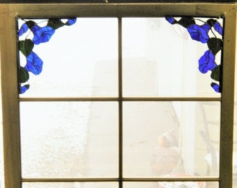 Morning Glories   Stained Glass Art Window Panel