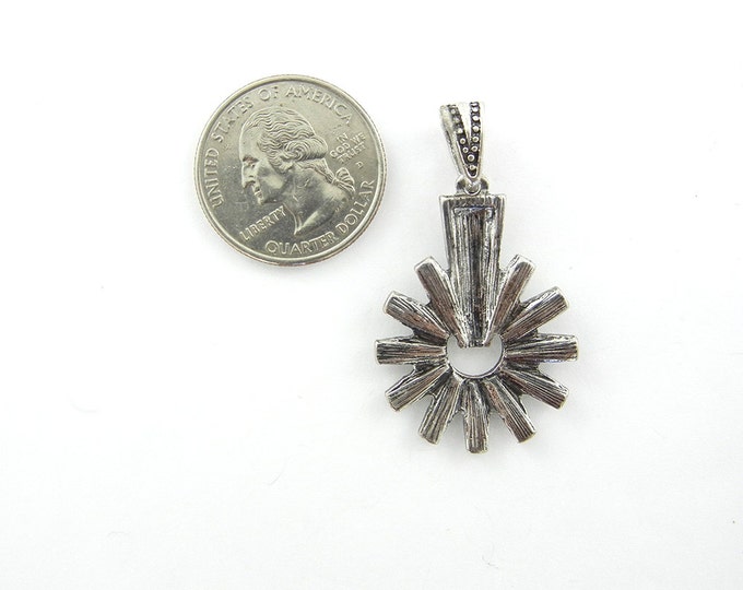 Antique Silver-tone Spur with Cut-out Pendant with Acrylic Turquoise Cabochons