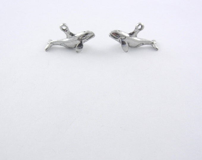 Pair of Dimensional Pewter Orca Whale Charms