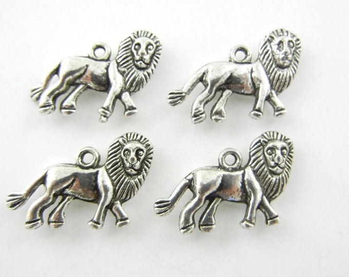 Set of 4 Pewter Lion Charms