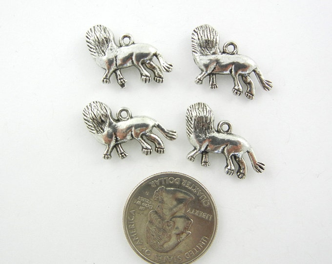 Set of 4 Pewter Lion Charms