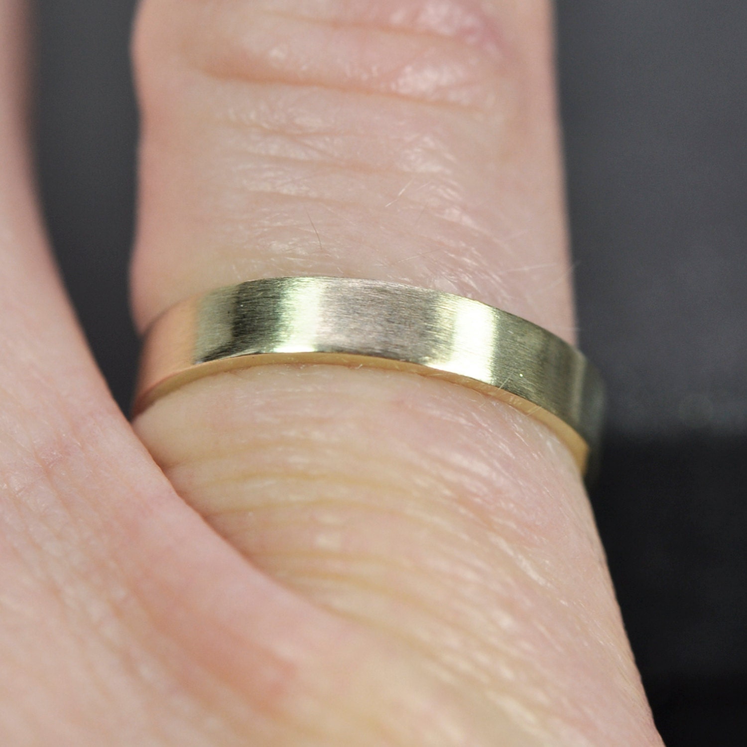 14K GREEN GOLD Ring 3x1mm Flat Edge Wedding Band by seababejewelry