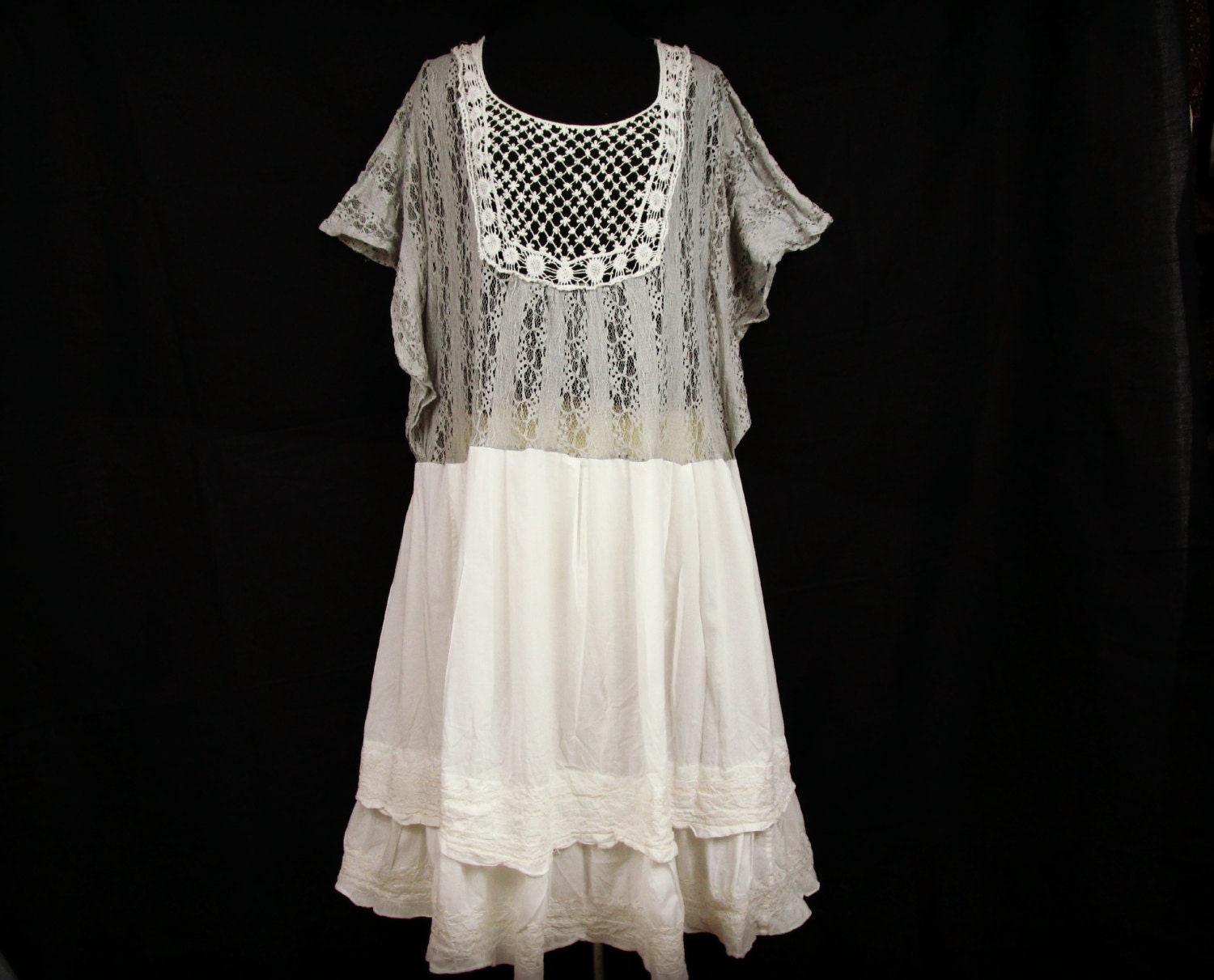 lg shabby chic lace dress upcycled tea length by emmevielle lg shabby chic lace dress upcycled tea length by emmevielle