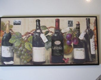 Wine Lovers Kitchen Wall Decor Plaque Colorful Grapes Tuscany Italian French European Bistro theme pictures