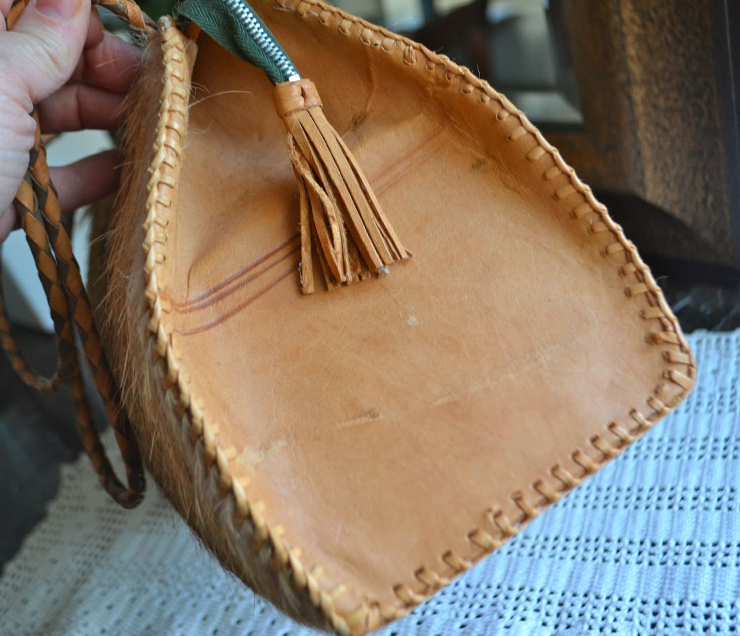 LEATHER Kelly Bag Style Double Braided Leather Strap Homemade