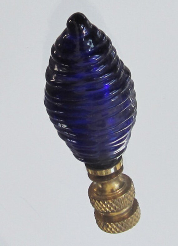 Handmade Glass Lamp Finials Cobalt Blue Glass with
