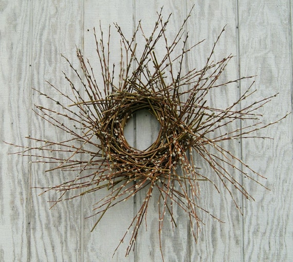 Fresh Pussy Willow Wreath Spring Wreath Country Wreath Natural