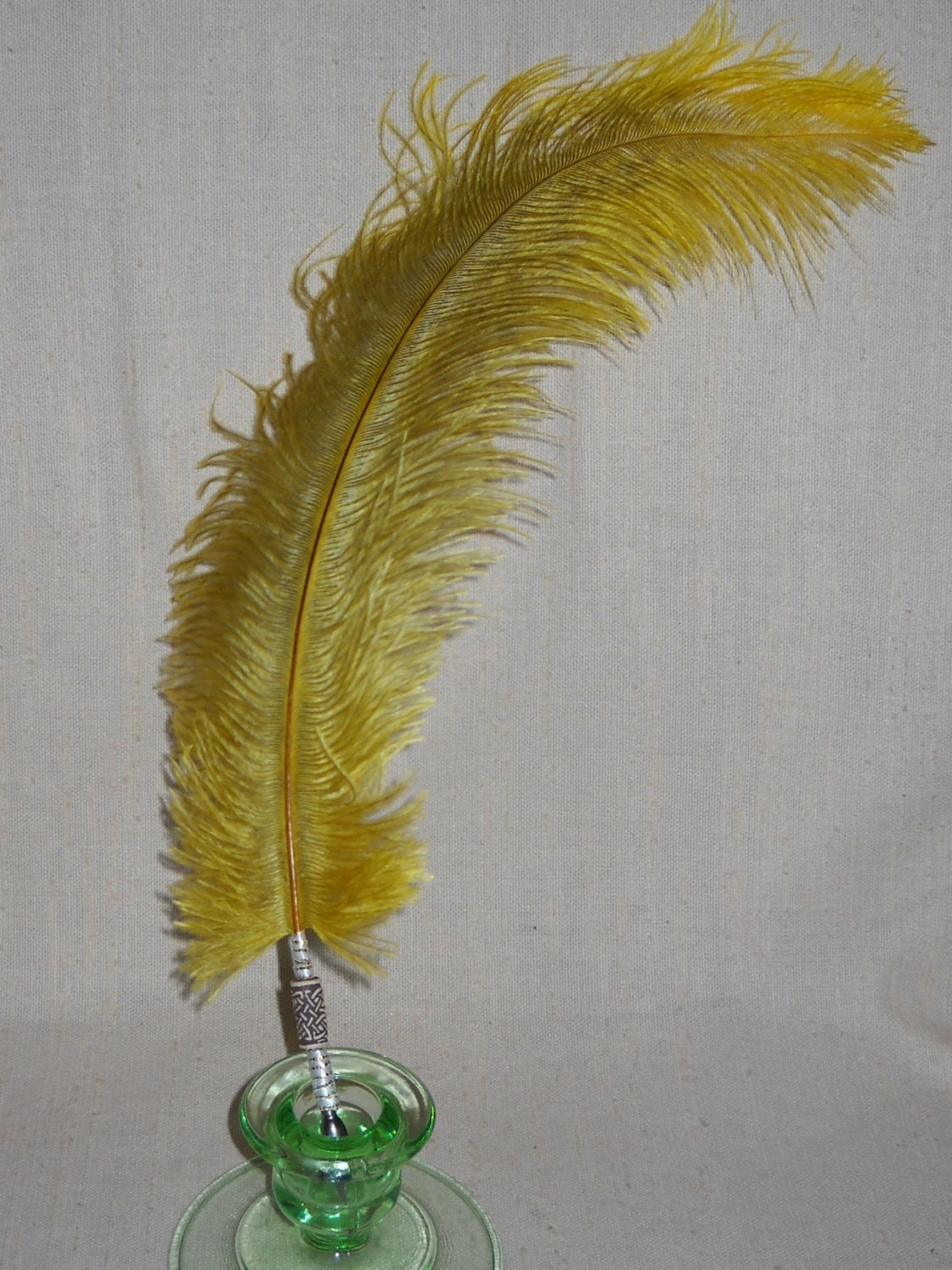 Gold Ostrich Feather Quill Pen & Ink Set