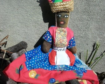 Vintage Large Jamaican Cloth Folk Art Doll Sale