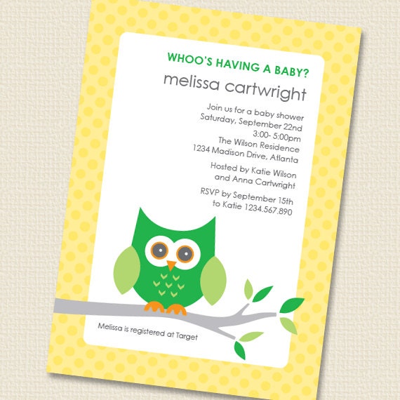 Baby Owl Neutral Baby Shower Invitation Printable Personalized (Digital File) Il_570xn