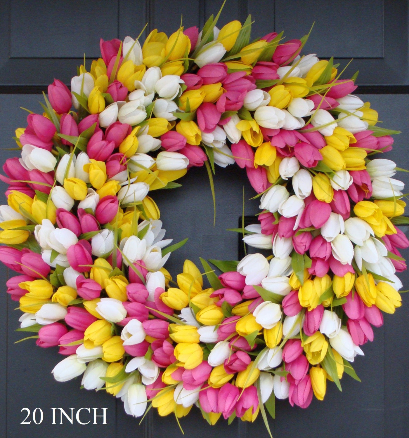 SPRING WREATH SALE Pink Tulip Wreath- Spring Wreath- Mother's Day Wreath- Gift for Mom- Mother's Day Gift- Shabby Chic Decor