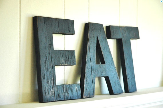 EAT Letters Large Wall Art Handmade Wood Sign by ...