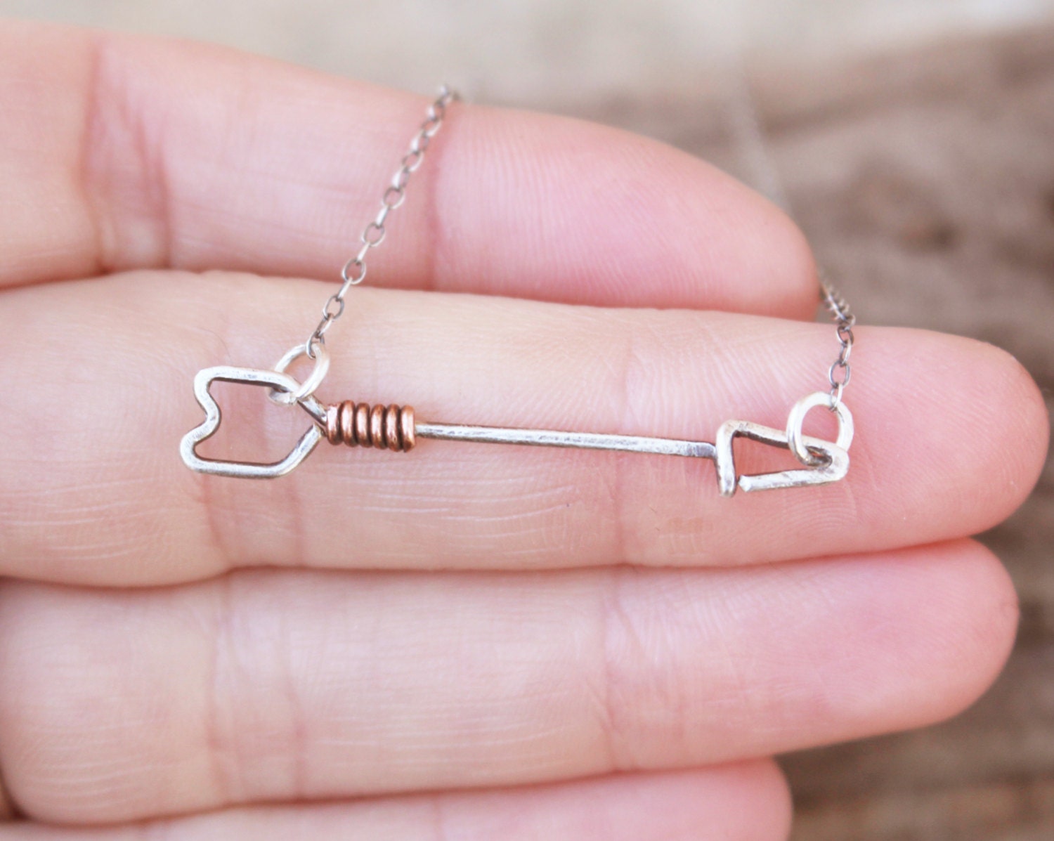 Arrow Necklace Silver Copper Wire