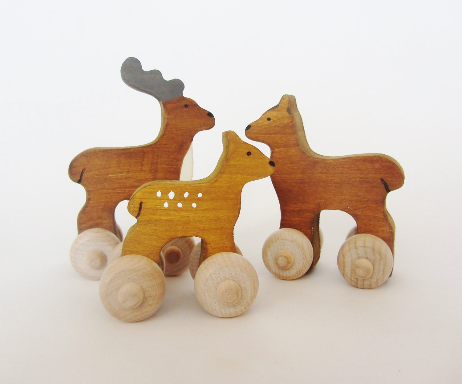 Wood Toy Deer Family set/ Mini Waldorf heirloom