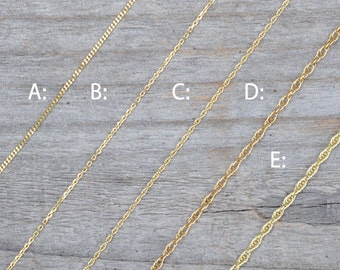 Solid 9ct Yellow Gold Chain, Curb Chain, Belcher Chain, And Rope Chain, 16", 18", And 20", Made In England