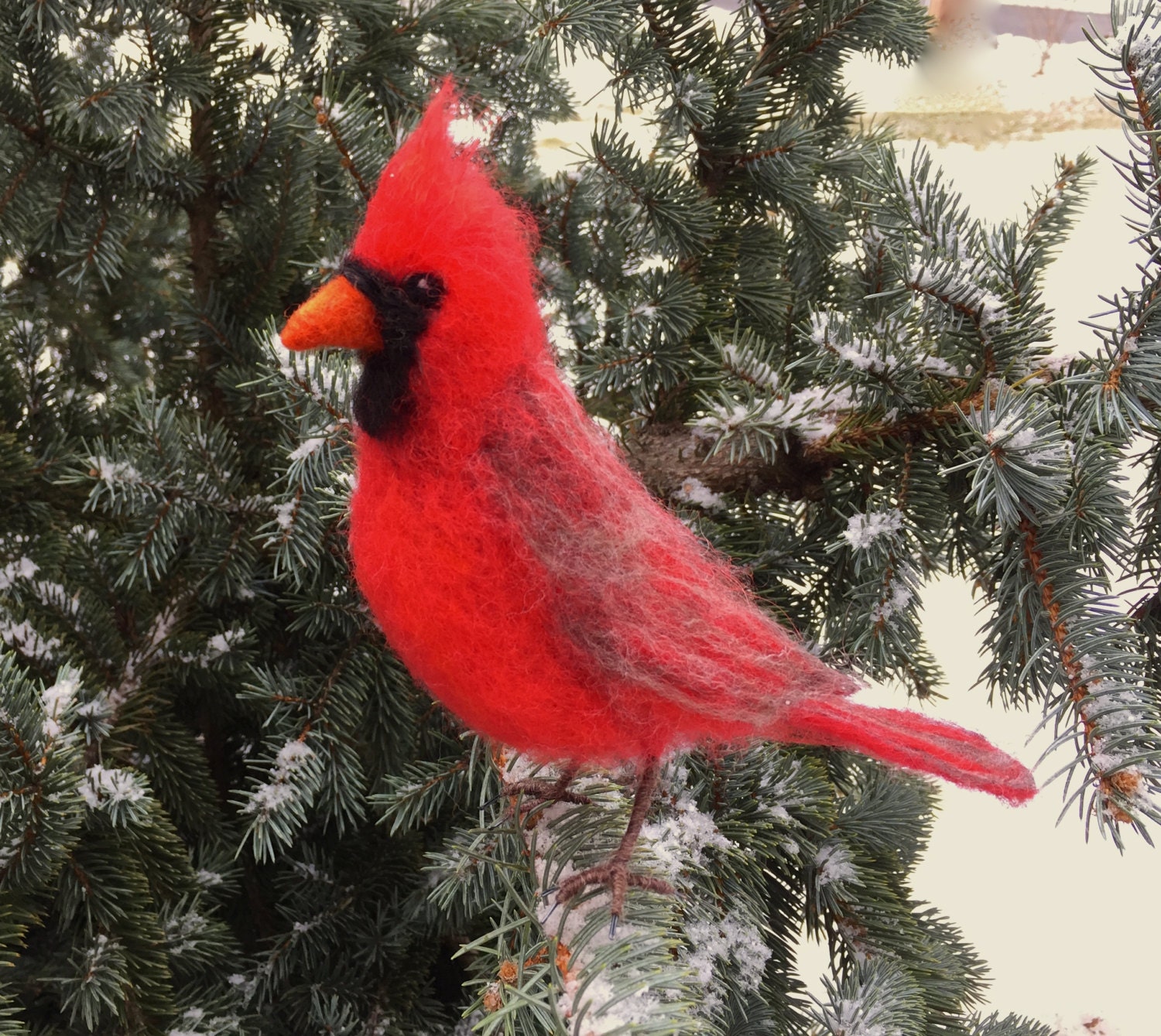 Needle Felted Cardinal Red Bird Male or Female