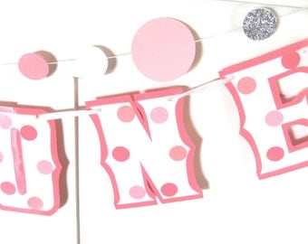 Highchair Banner I AM ONE Banner - 1ST Birthday Banner - pink polka dots