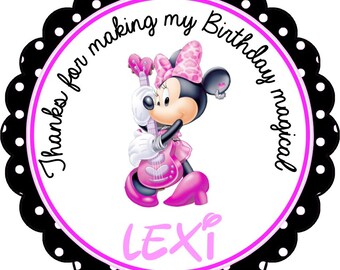Minnie Mouse Stickers, Personalized Minnie Mouse Stickers or Gift Tags -Set of 12