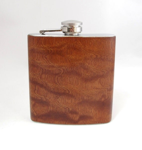 6oz Exotic Figured Sapele Wood Flask