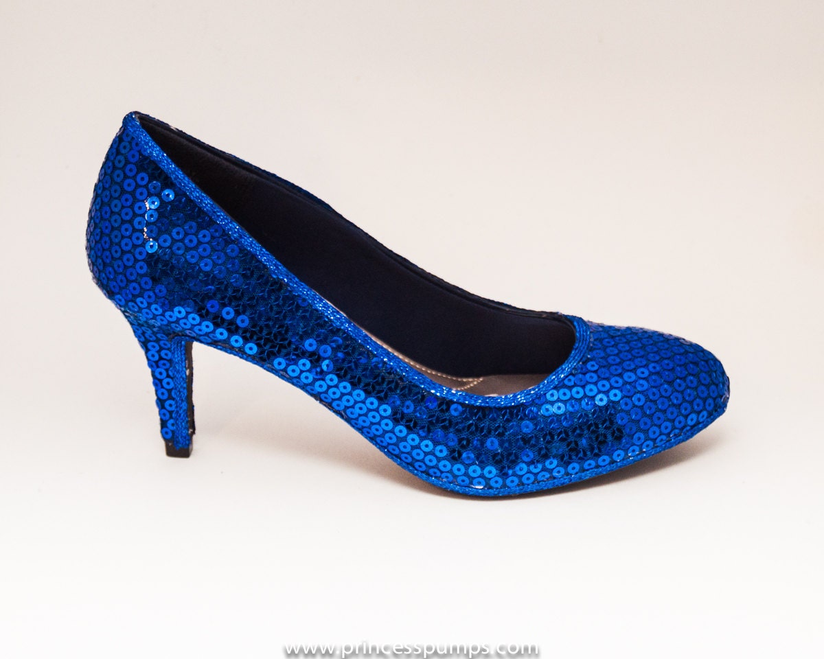 Sequin Sapphire Blue 3 Inch High Heels Pumps by by princesspumps