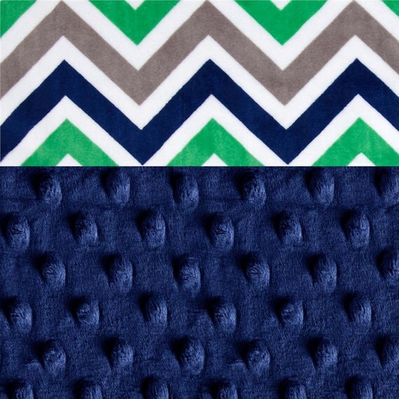 Minky Blanket Boy // Blue Green Gray Chevron Personalized Baby Blanket // Chevron Baby Blanket // Baby Shower Gift // Stroller Blanket