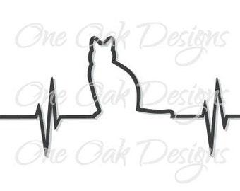 Kitty Cat EKG svg Vector dxf, pdf, ai, eps Design File for Cameo Silhouette Studio Version 2 or 3 for Vinyl Cut Car Decal or Print