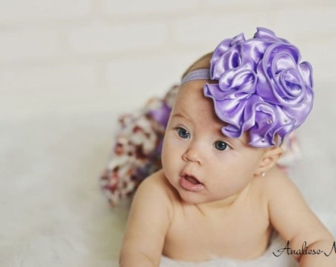Flower Headband, Baby headbands, Large flower band, Blossom Flower Headband, Satin Flower headband, Photo Prop, You choose colors, girls Bow