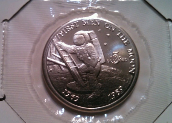 first man on the moon 5 dollar coin value