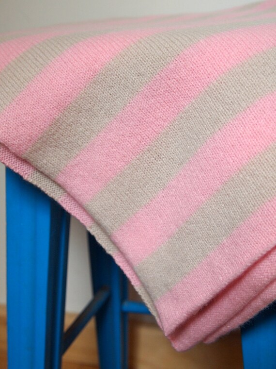 Sale Knitted British Lambswool Pink and Beige Striped Baby