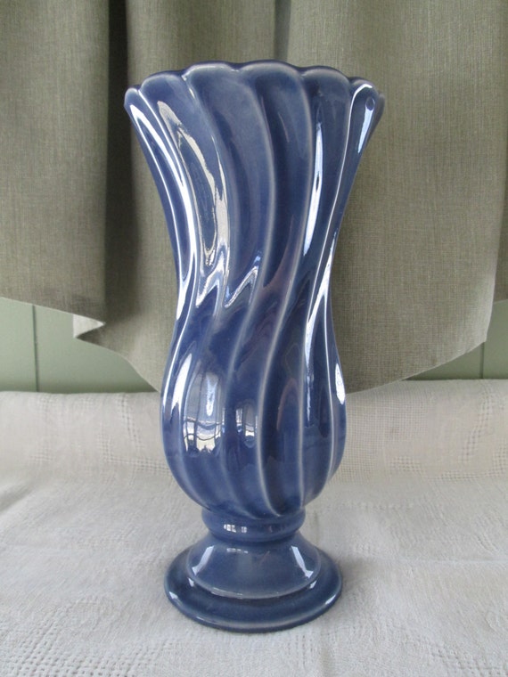 Haeger Blue Vase Swirl Pattern VaseBright Blue by AntiquesPlus