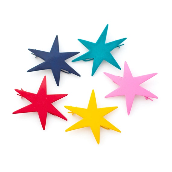 Vintage All Star Barrettes French Star Shaped Metal Hair