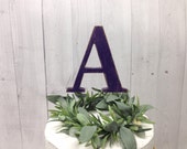 UPPERCASE letter cake topper - wood - you choose - deep purple shown 