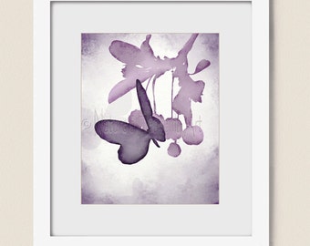 Purple Wall Decor Butterfly Wall Art 8 x 10 Print, Lavendar Girls Room Art Print, Home Decor, Butterfly Art, Purple Decor (393)